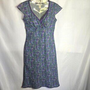 Vintage Y2K Wanted Clothing Company Slip Dress Large Blue Purple Paisley Size 3